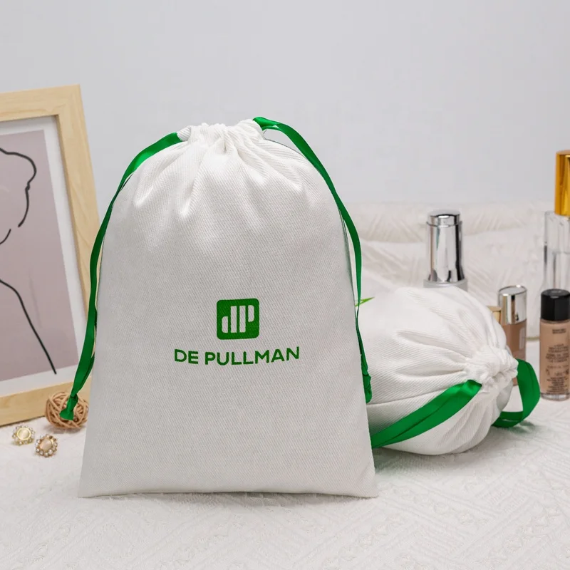 Twill Cotton Pouch Large Muslin Packaging Bag Cotton Custom Printed Logo White Organic Cotton Drawstring Dust Pouches