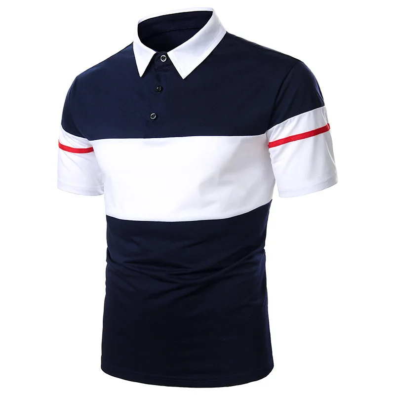 Best Sellers Men Tshirts Custom Striped Summer Clothes Man Golf Apparel Color Combination Block Spliced Polo Shirt