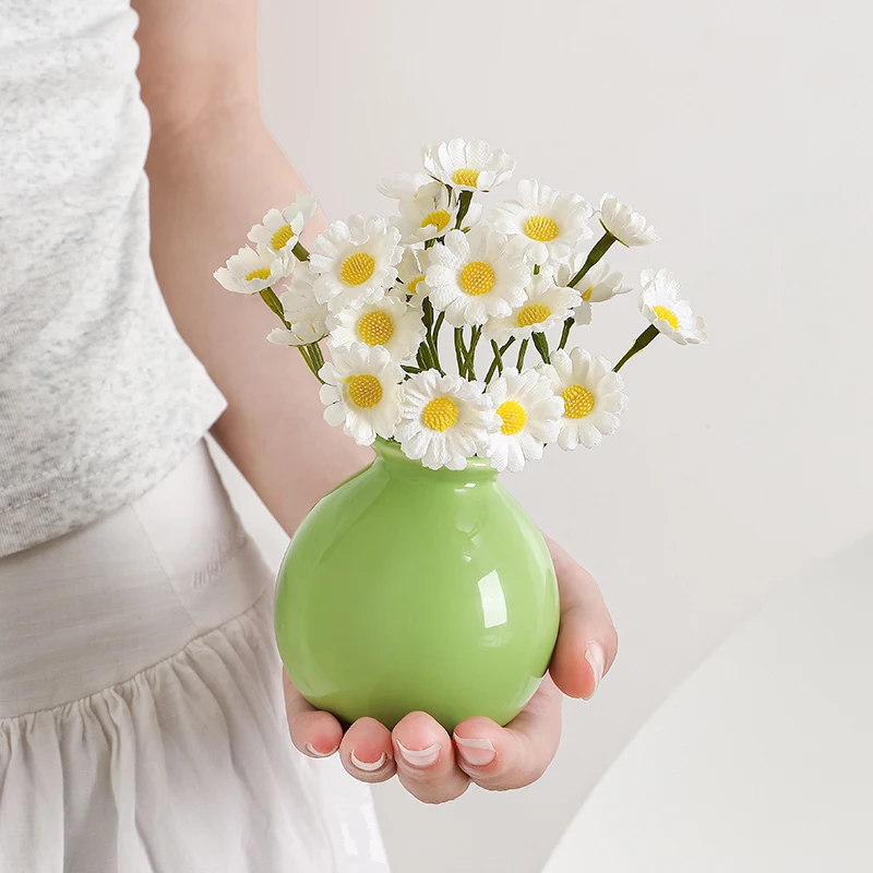 Tabletop Decoration Candy Color Simulation Flower Arrangement Containers Mini Ceramic Flower Vase