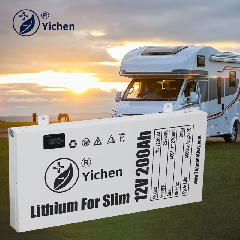 Slimline LiFePO4 Batteries 100ah  200ah 400Ah lithium iron phosphate battery pack with Bluetooth Display