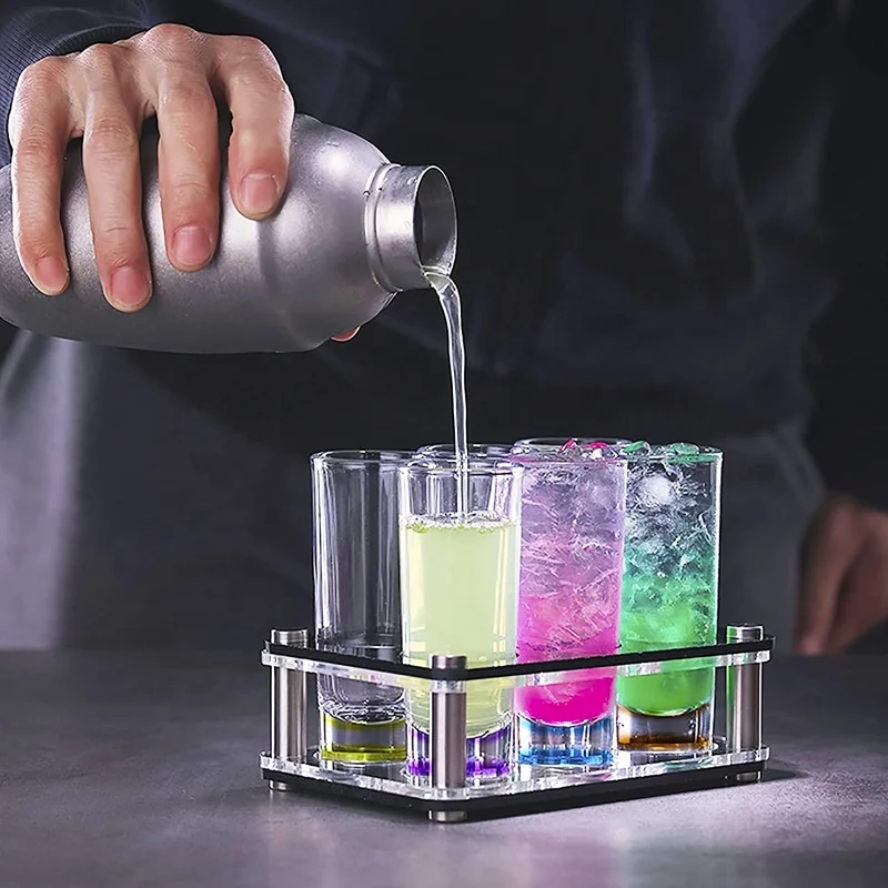 Modern design vodka shot glass with colored bottom tequila shot glass