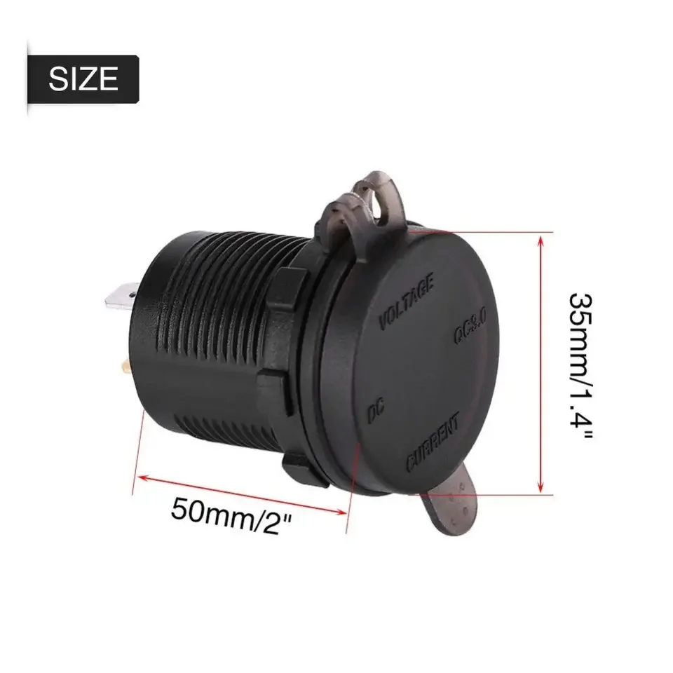 DC 12V 24V QC3.0 USB Charger Digital Voltmeter Ammeter for Car Auto Van Boat Solar RV UTV ATV Industrial