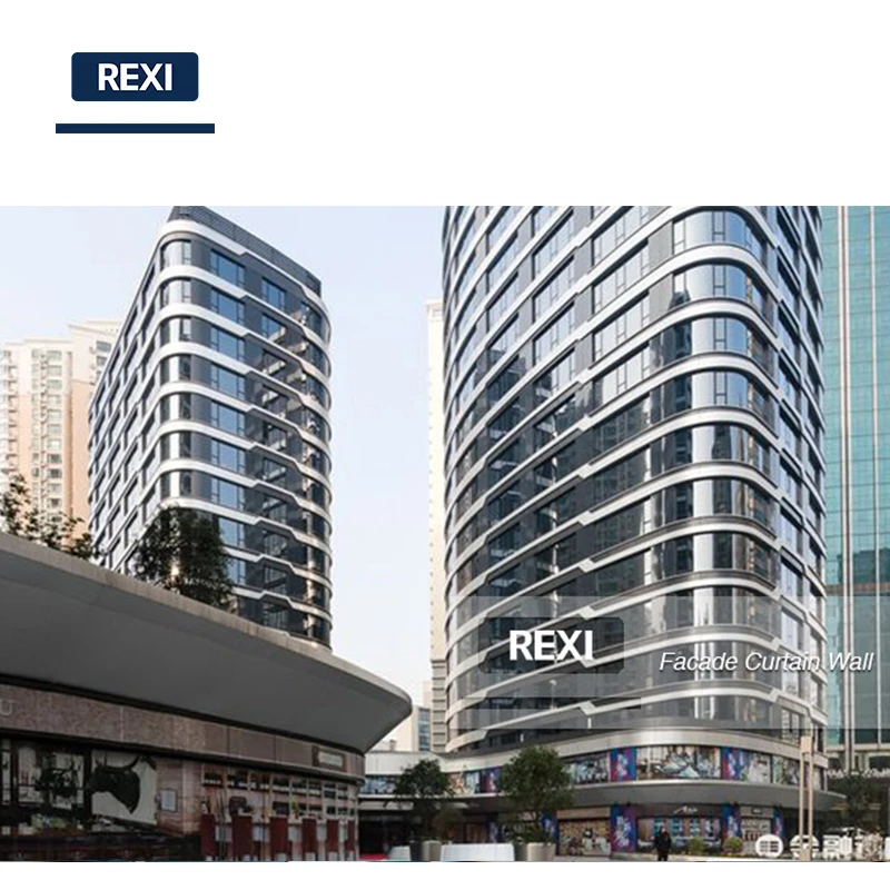 Aluminium Glass Building Facade System Price Glazed Curtain Wall Cost per m2 square meter foot