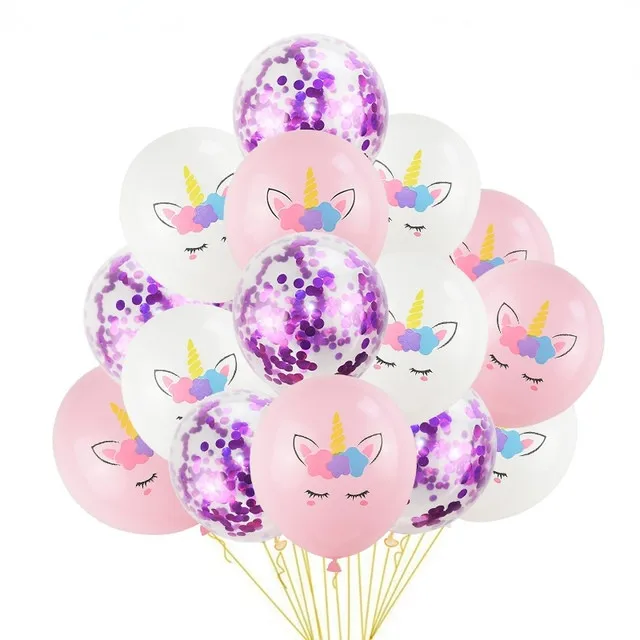 New Arrivals Welcome 15pcs Unicorn Latex Confetti Balloons Kids Birthday PartyBaby Shower Decoration Qualatex Balloon Set