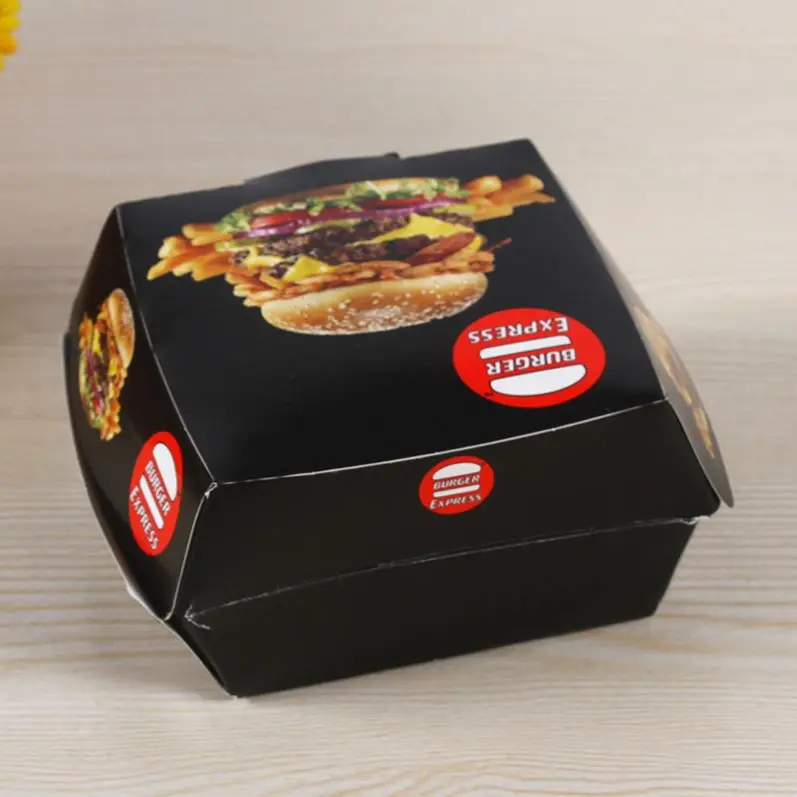 FTS Custom biodegradable folding paper box for burger / chicken / fast food