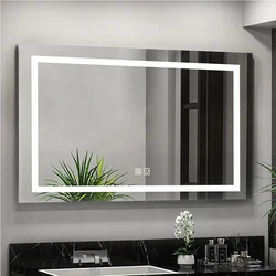 Smart Rectangle Wall Mirror Bathroom Vanity Smart Mirror Bathroom Lights Waterproof Backlight Led Lit Modern Bath Mirrors