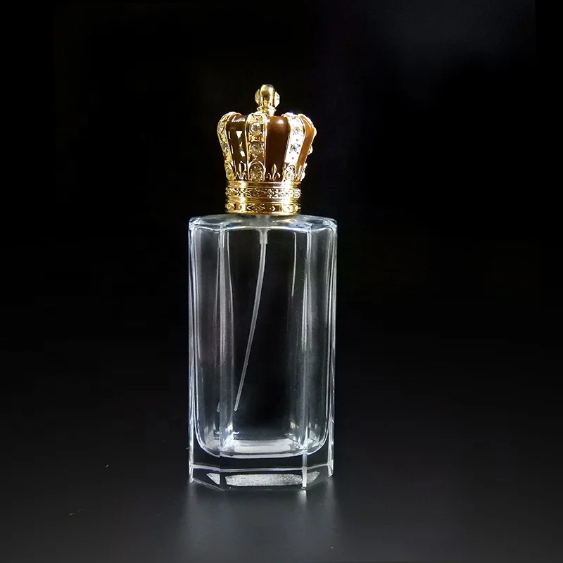 50ml Luxury Men Glass Oil Bottle Wholesale Crown Essential Perfume Bottle