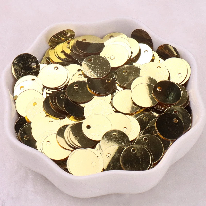 Matte Double Hole Sequins Transparent Loose for Crafts Sequins Wholesale 10mm 500g/bag Golden OPP Bag Picture Turkey Shoes Pvc 0