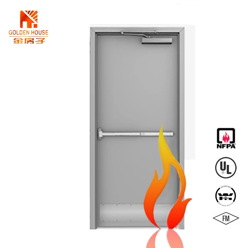 UL listed approve 180 minute steel commercial emergency exit fire rated door with panic bar lock