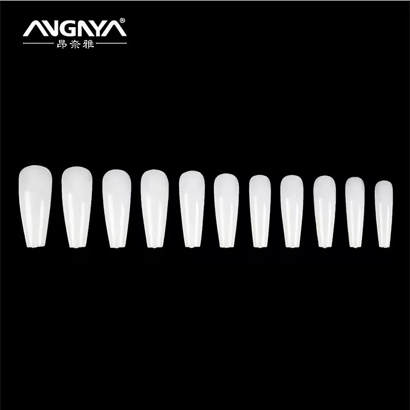 500Pcs Full Cover Natural Nail Tips Packaging  Artifical Coffin Shaped Full Coverage Nail Tips
