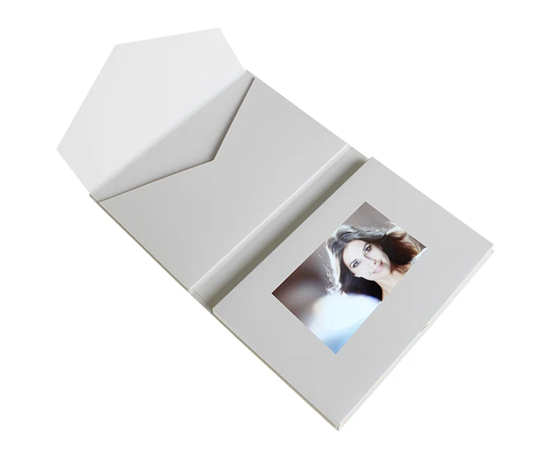 Chinese supplier 7 inch lcd screen digital electronic video card brochure with pocket and video gift box with EVA inlay foam