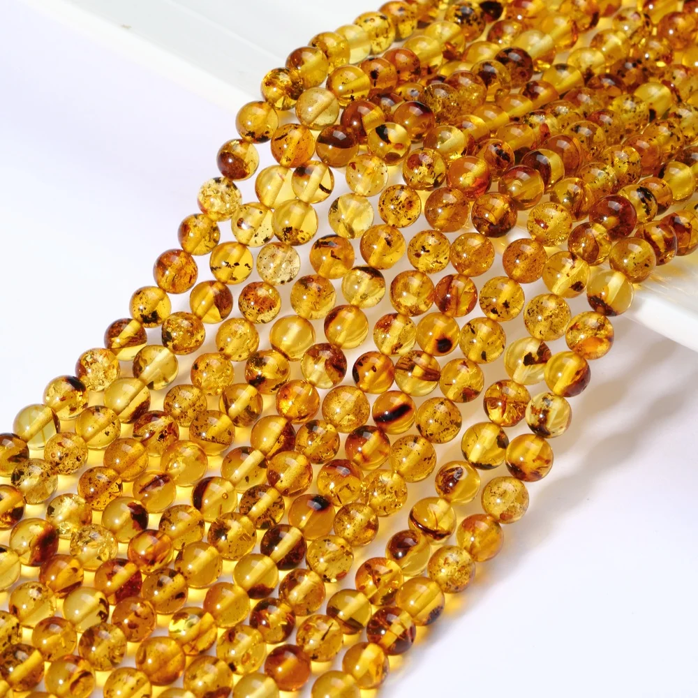 Wholesale A+ Natural 5-6mm the Baltic Sea Amber Loose Gem Stone Beads for Jewelry Making Bracelet DIY Accessories