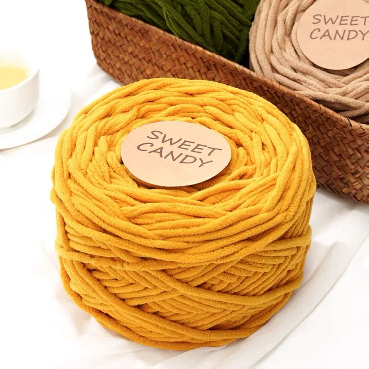 Оптовая продажа, толстая полиэфирная ткань 160 г, крупная Синель-пряжа для изготовления одеял из синели