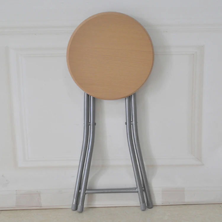 
Wholesale Modern Design Round Wood Metal Folding Stool 