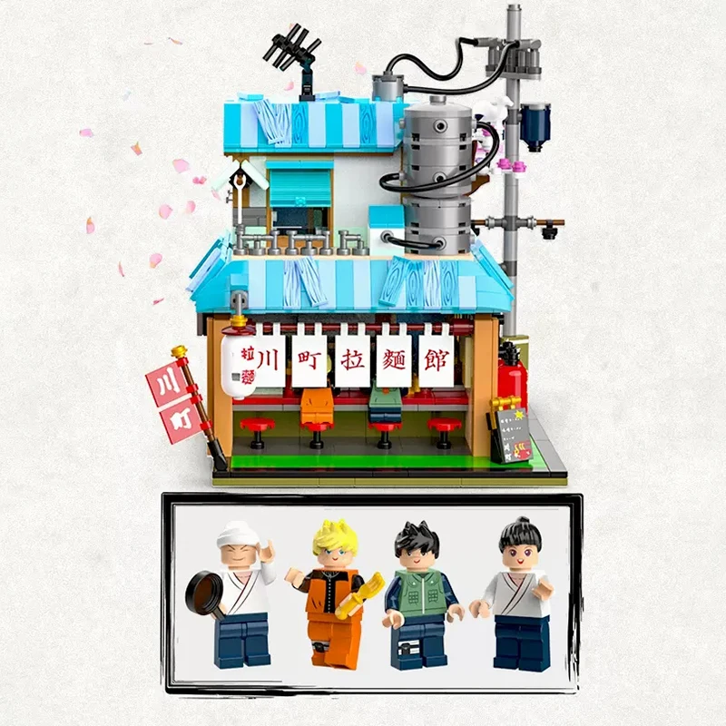 JK2361 MOC NINJA Anime Ramen Shop model Building Blocks sets DIY Small particle puzzle educational toy for Kids Christmas Gifts
