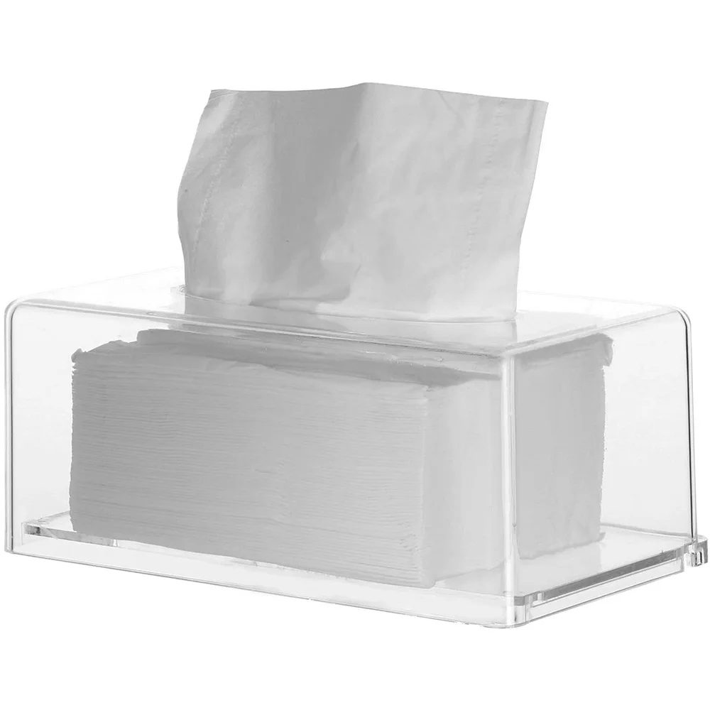 Acrylic Clear Tissue Box Cover Rectangular Napkin Car Office Paper Holder Case