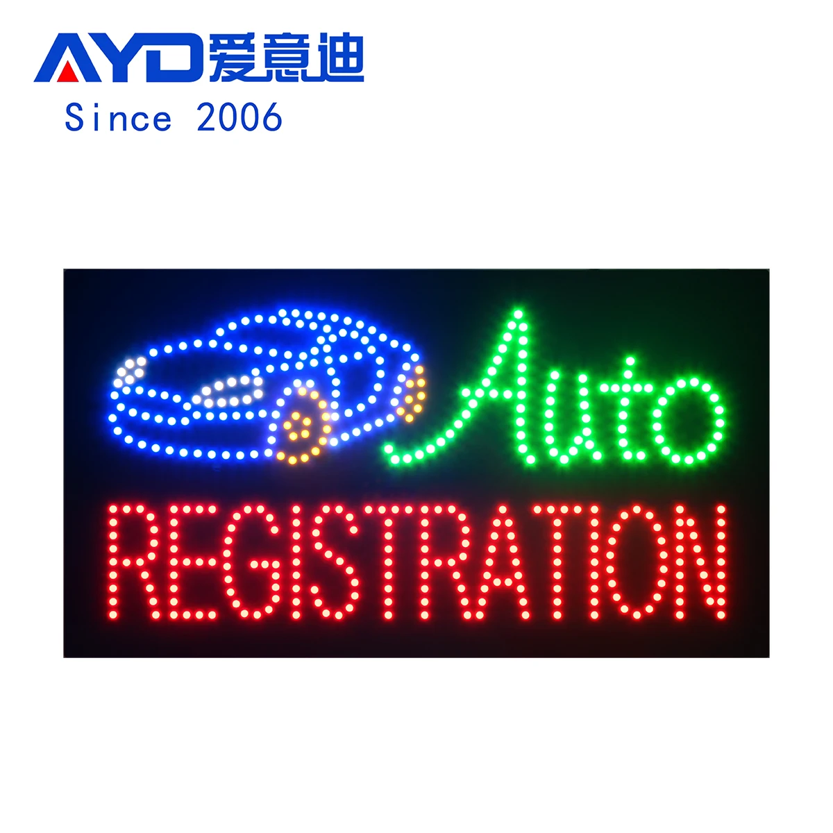 17*31 Inch Super Bright Open AUTO REGISTRATION Office Sign, Advertising Display Led Light Animated Billboard for Auto Place