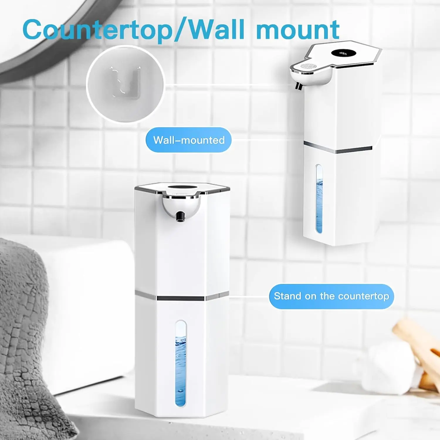 Plastic Liquid Foam Soap Dispenser White Hand Wash Foam Pump Bottle Electric Smart Bathroom Soap Dispenser
