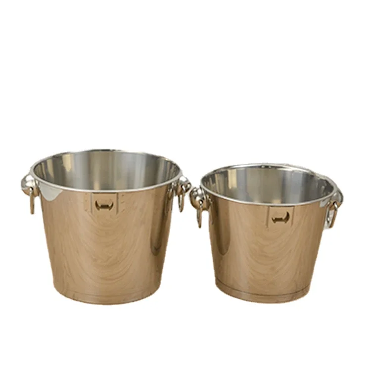 Two Ears Beer Ice Buckets Stainless Steel Champagne Empty Drum Iron Container Ice Bucket with Bottle Opener