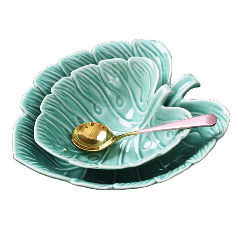 Набор посуды SYL Nordic Monstera design, фарфоровая тарелка, миска, тарелка для завтрака, посуда, кухонные тарелки, набор для ужина