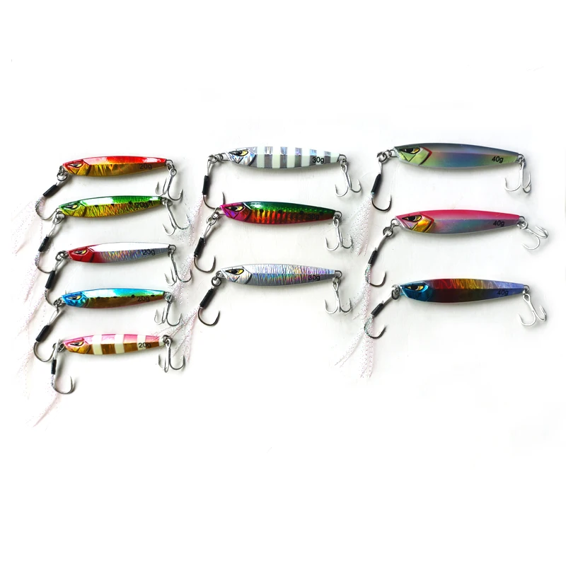 20 г, 30 г, 40 г, металлическая приманка с одним вспомогательным крючком и тройным крючком, жесткая приманка для рыбалки, быстрая рыболовная приманка