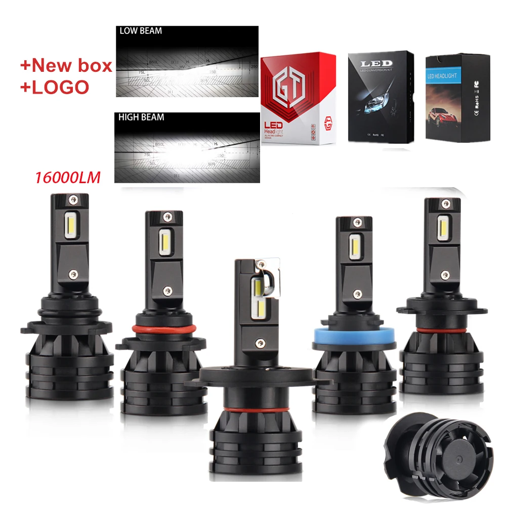 High Power 80W Car Light Bulbs 16000 Lumen Strong Mini Small Body H13 LED Fan cooling M2 H11 H7 H4 Car LED Headlight