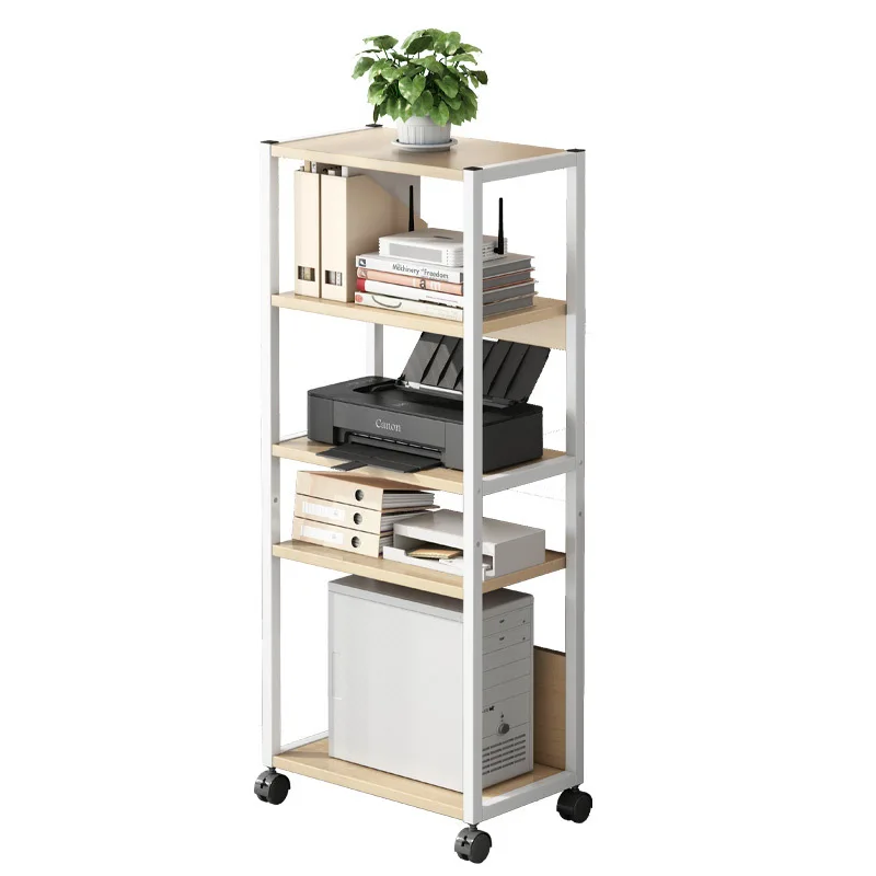 Mobile Office printer multi-function tiered storage shelf Bookshelf with Wheels sliding storage cardboard display shelves