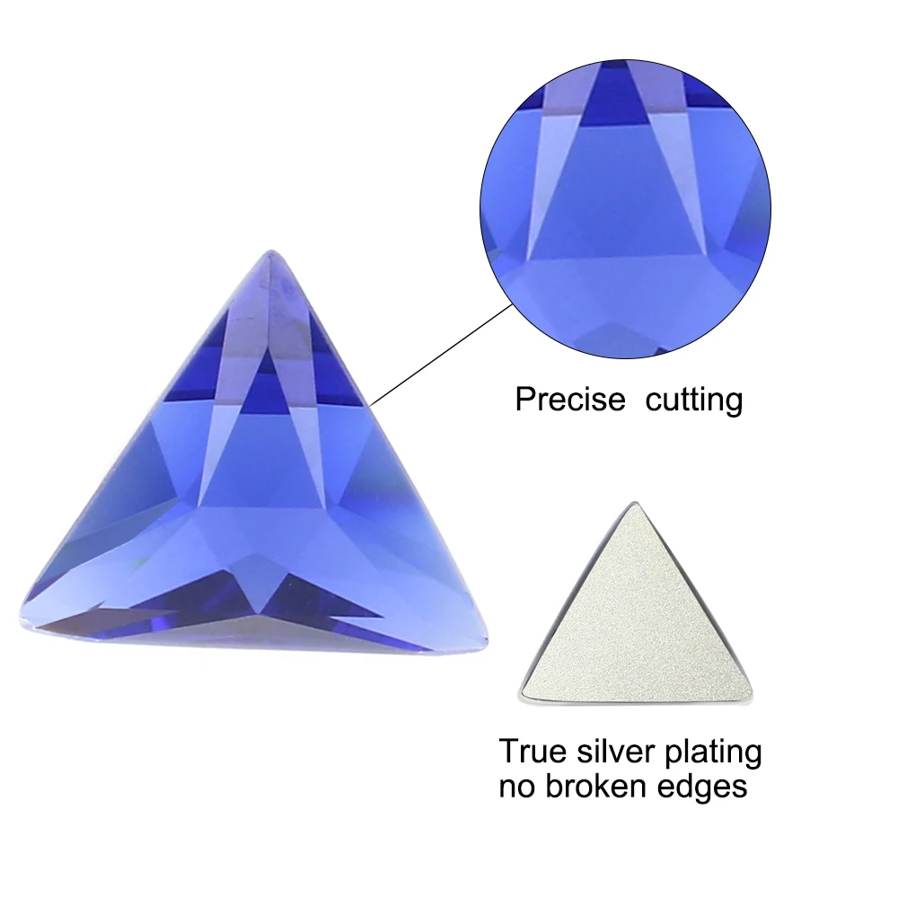 С плоской задней частью стеклянный камень цвета треугольной формы стеклянные стразы для Аксессуары для обуви