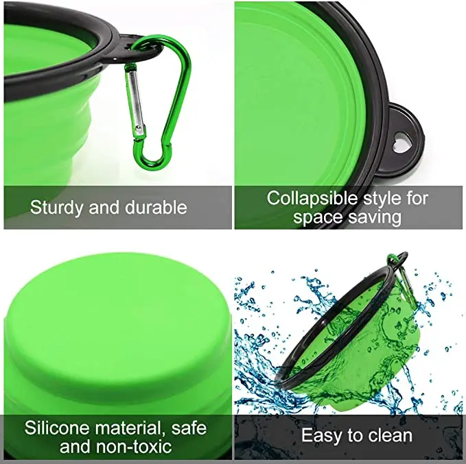 Custom Premium Tre Silicone Portable Collapsible Pet Dog Water Bowl With Clip For Outdoor