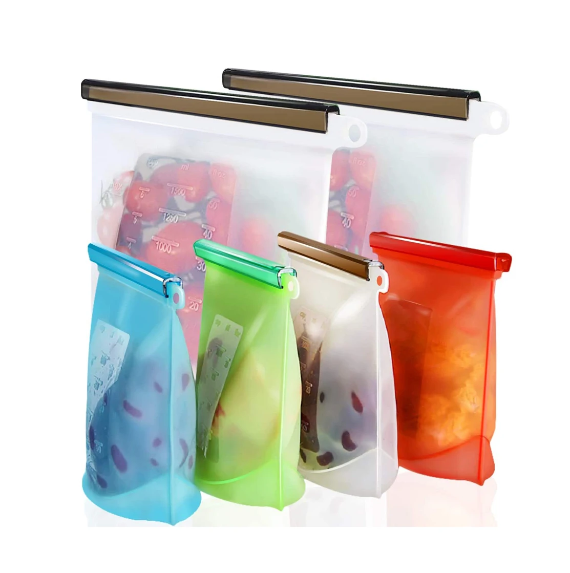 Reusable Silicone Food Storage Bags Airtight Seal Food Preservation Bags Container for Vegetable Liquid Snack Meat Lunch Fruit