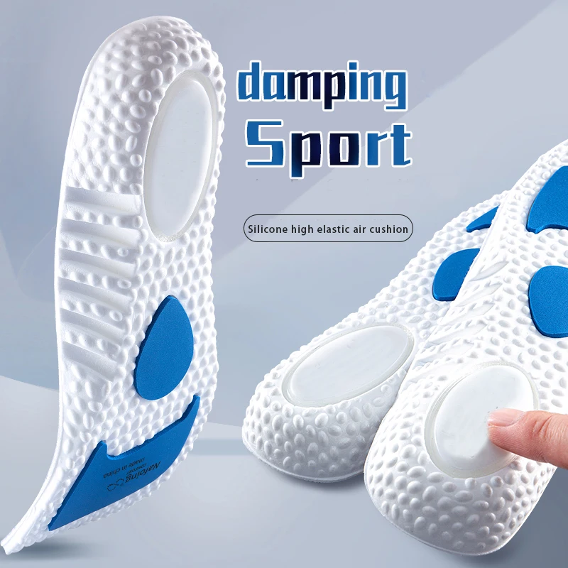 Silicone Orthopedic Soft Elastic Sneakers Insoles Sport  & comfort Running Breathable Shock Absorption sports insoles for shoes