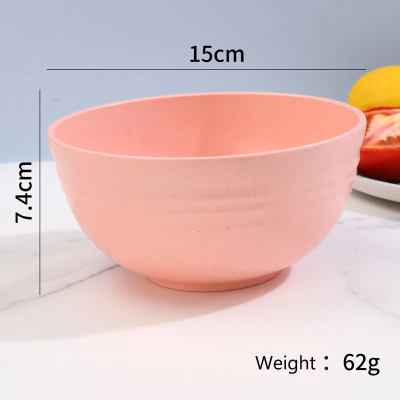 Wholesale creative food grade eco-friendly degradable wheat straw fiber rice bowl sets with spoon and chopsticks baby food bowls