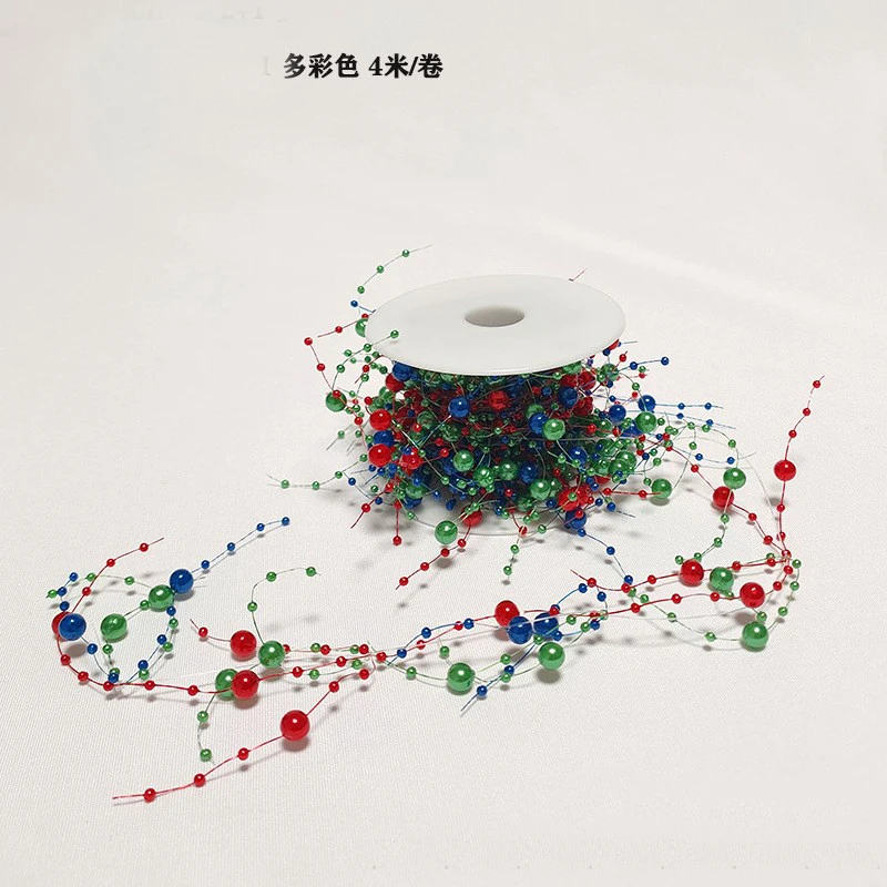 Artificial String Red Pearl Bead Garland for Christmas Candle Decor