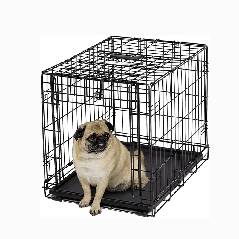 Wholesale Safety Stackable Collapsible Walls Metal Cage Shiba Inu Maltese Pet Kennel Dog Crate For Small Dogs