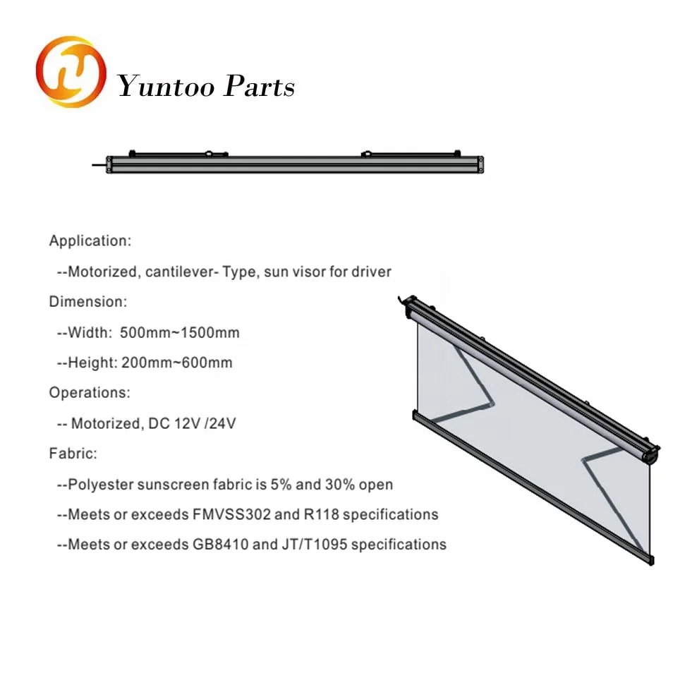 hot selling manual curtain motorized semi-cassette sun visor for driver
