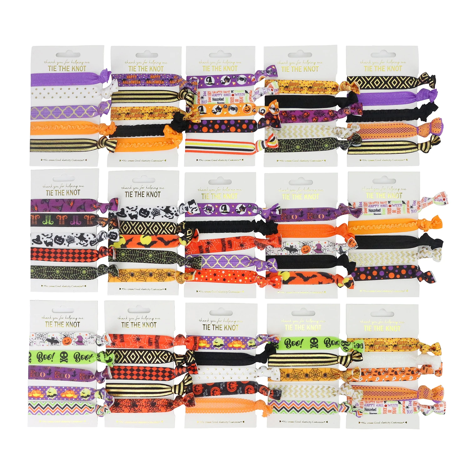 Huihuang Wholesale Price Christmas Girls Women Hair Accessories Custom Logo Gold Foil Ink Print Holiday Knot Elastic Hair Tie