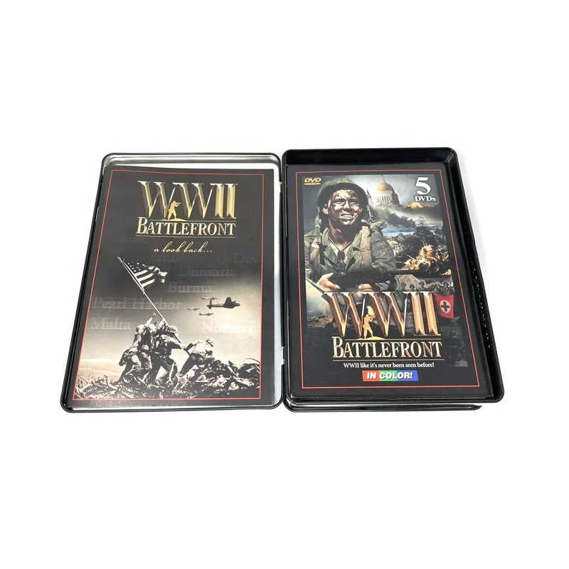 rectangular metal CD/DVD tin box