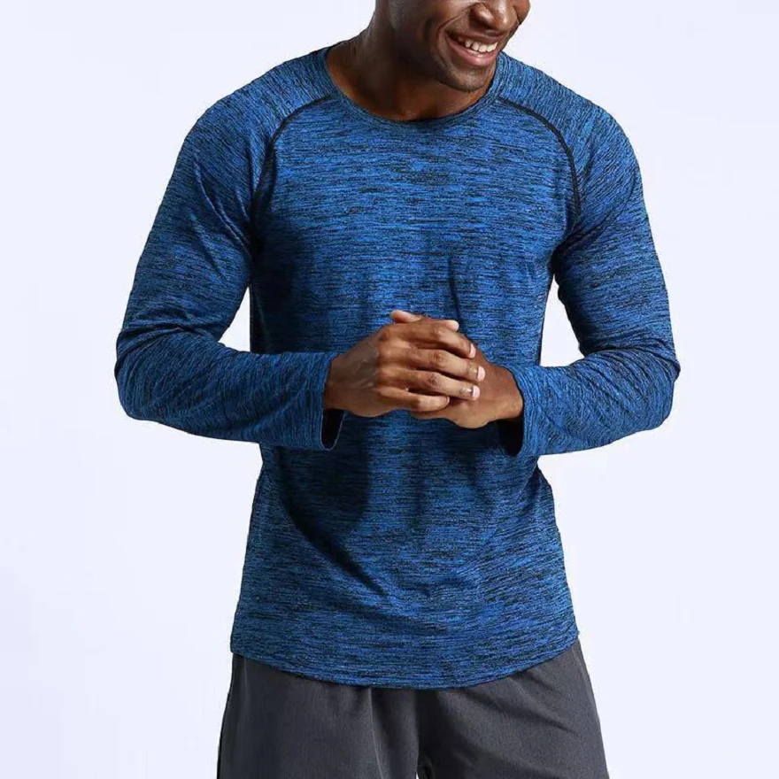 Wholesale Long Sleeve Men Sweat Activated Cool Dry-Fit Gym Sports Cationic Fabric Plain Stretch Raglan Sleeve T Shirts