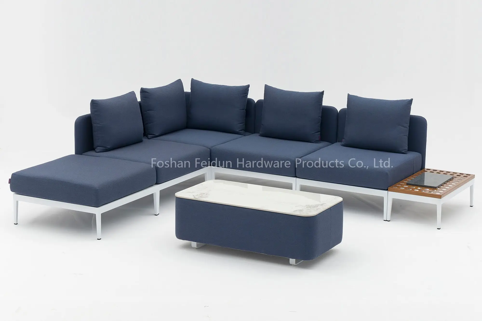 7-Piece Modern Style Outdoor Patio Furniture Set  Manual Was All-Weather Sofa hable Cushions Glass Table Poolside Backyard Use