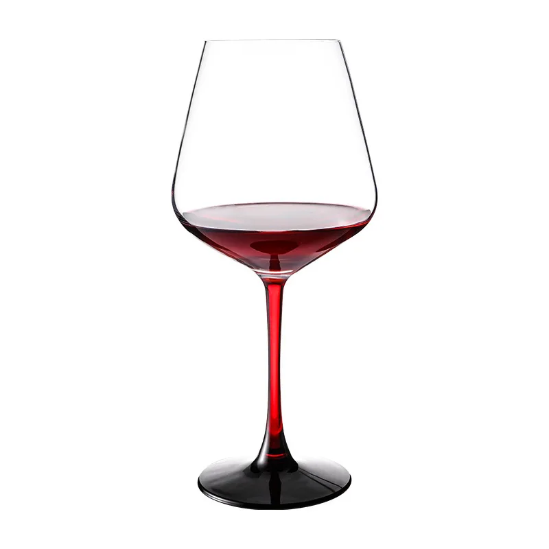 Factory Direct Red Collar Light Luxury Crystal Glass High Foot Red Wine Big Belly Wine High End Cup