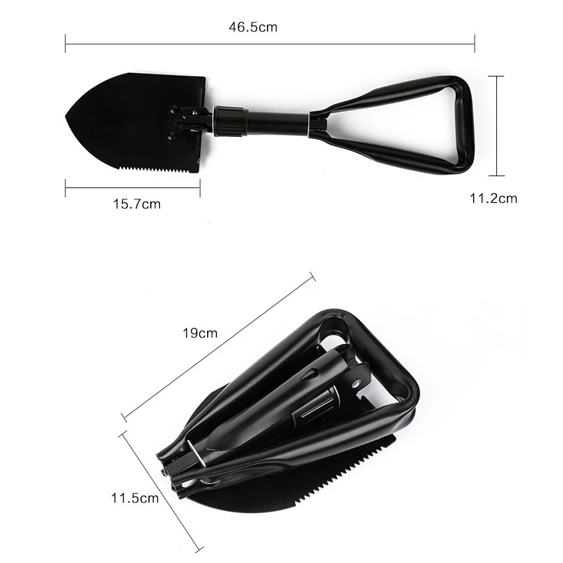 18.25 Inch Mini Folding Survival Shovel with Wood Saw Edge and Tactical Shovel