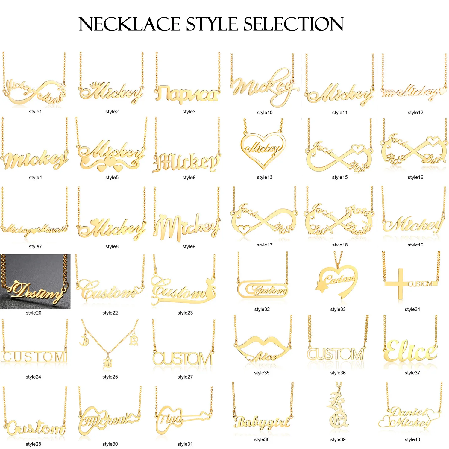 Wholesale Diy Jewelry 14k 18k 24k Personalised Letter Pendant Silver Custom Stainless Steel Gold Name Plate Necklace