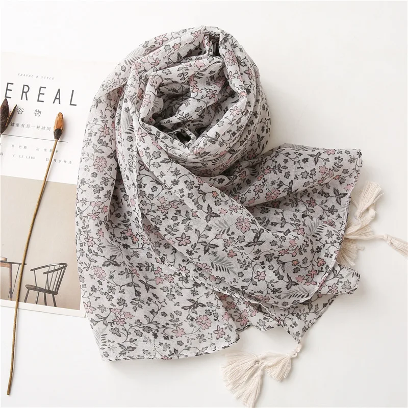 2021 Newest High Quality Scarf Foulard Fashion hijabs cotton viscose shawl flower scarf