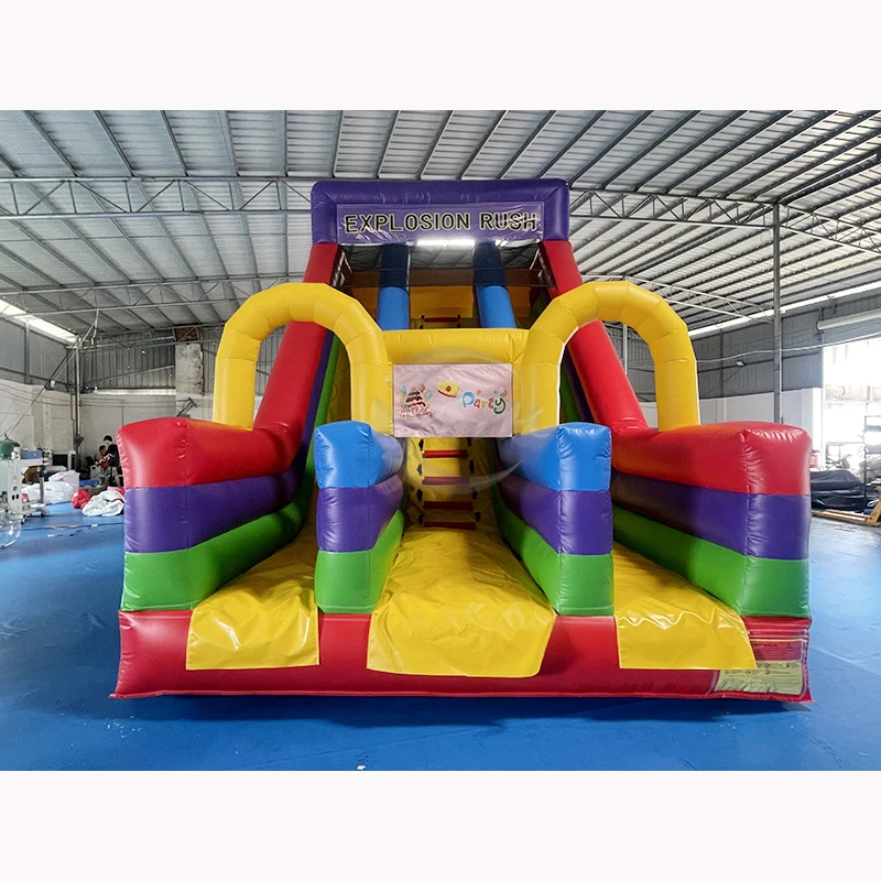 Hot Sale Large Birthday Shape Double Lane Inflatable Slide Bounce For Rent