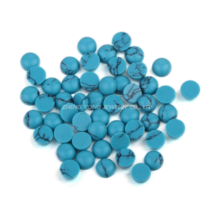Wholesale Price Natural Stone Round Cabochon Flat Bottom Natural Hubei Turquoise