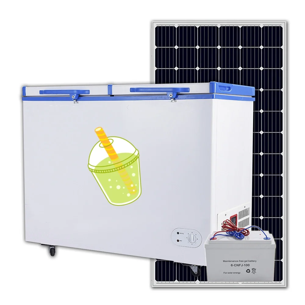 Renewable Energy DC 12v24v Solar Powered Double Doors BD/BC-358L Deep Freezer