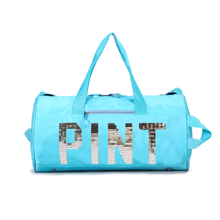 Free sample Wholesale custom fashion logo  Outdoor Activities Light Weight sport travel pink duffle gym yoga bag pink