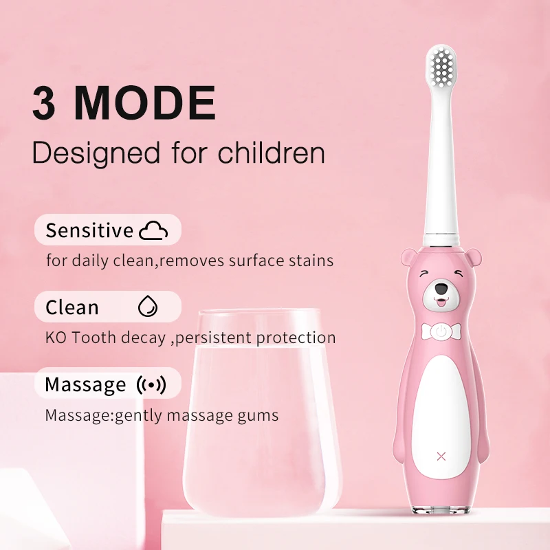 Seago SG-2008 OEM Kids Cartoon New Arrival Waterproof Automatic Rechargeable Silicone Children Sonic Electric Toothbrush