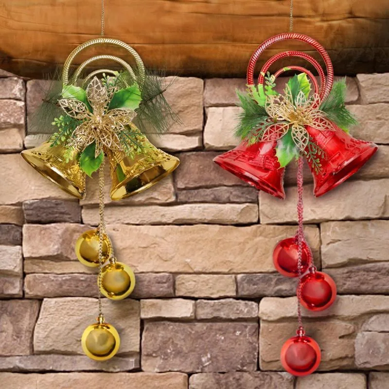 New Christmas decorations golden Christmas bells Christmas tree pendants wall hanging door hanging ceiling decoration wreath bow