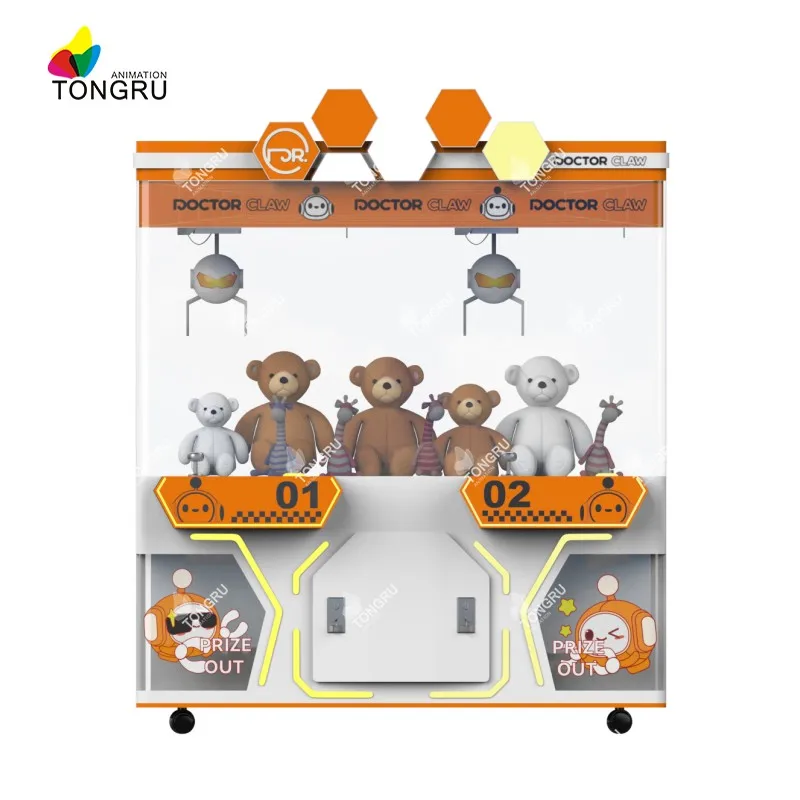 Wholesale Custom Coin & Bill Operated Arcade Claw Crane Machine Joystick Control Cheap Doll Claw Machine with Acceptor